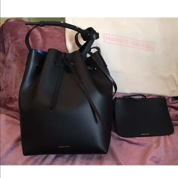 Mansur Gavriel Handbags - NWT Mansur Gavriel Bucket Bag Black/Royal